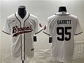 Men's Cleveland Browns #95 Myles Garrett White With Patch Cool Base Stitched Baseball Jersey,baseball caps,new era cap wholesale,wholesale hats